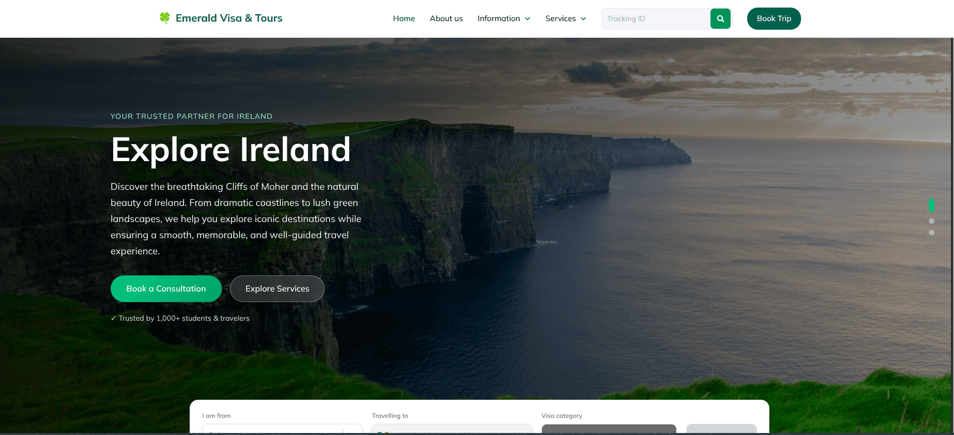 Screenshot of the Irish Bangla website